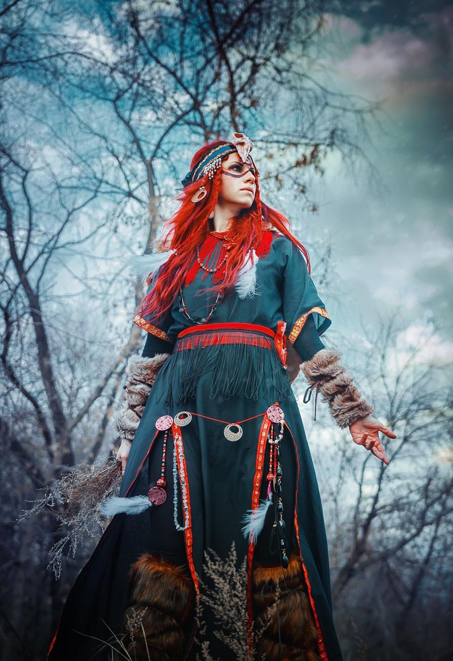 Girls in Slavic costumes underwear in Zhangye