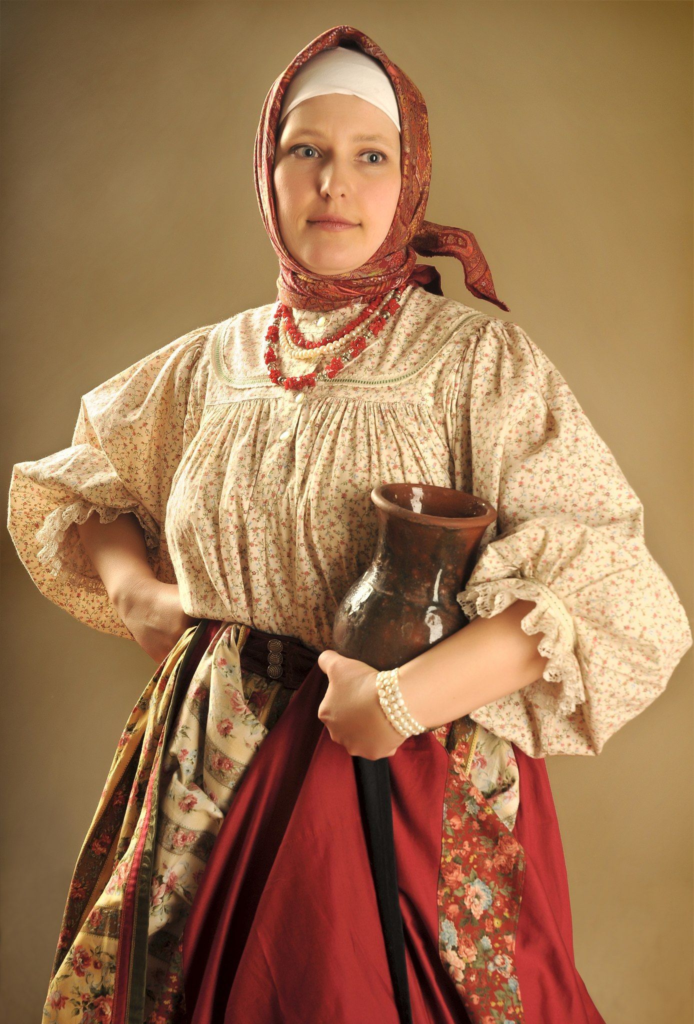 Girls in Slavic costumes in Zhangye